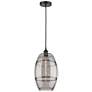 1_Vaz 10" Wide Matte Black Mini Pendant w/ Light Smoke Shade