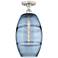 Vaz 10" Wide Satin Nickel with Blue Glass Ceiling Light