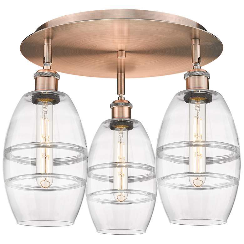 Image 1 Vaz 17 3/4" Wide Antique Copper 3-Light Ceiling Light