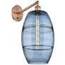 1_Vaz 19" High Antique Copper Adjustable Sconce with Blue Shade