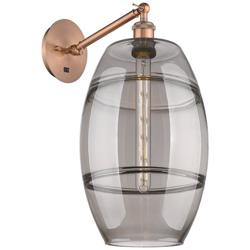 Vaz 19" High Antique Copper Adjustable Sconce with Light Smoke Shade