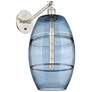 1_Vaz 19" High Brushed Satin Nickel Adjustable Sconce with Blue Shade