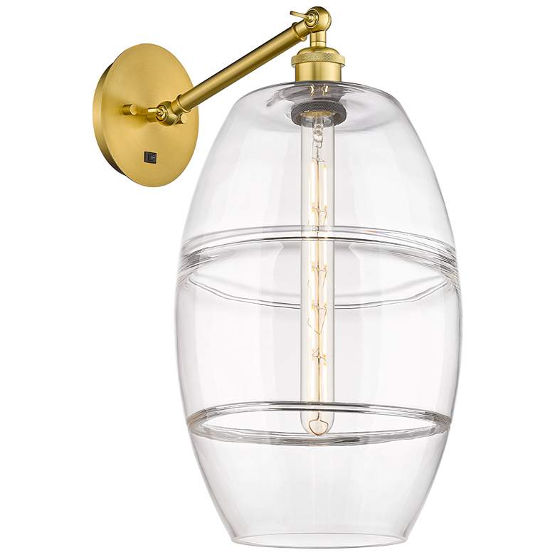 Image 1 Vaz 19" High Satin Gold Adjustable Sconce with Clear Shade