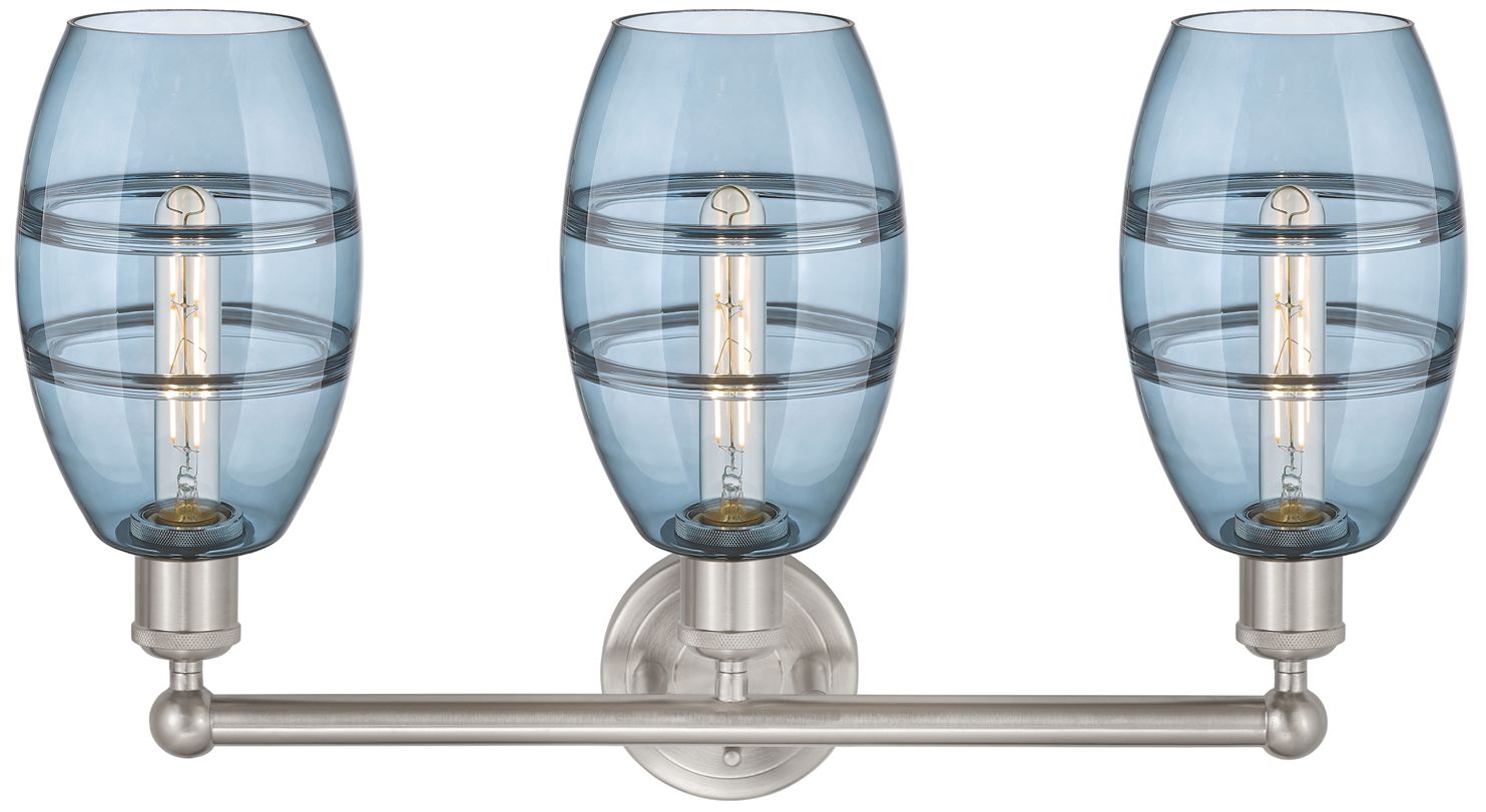 Image 2 Vaz 24"W Brushed Satin Nickel and Blue 3-Light Bath Light more views