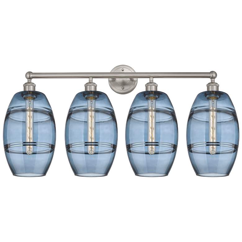 Image 1 Vaz 35" Wide Satin Nickel 4-Light Vanity Bath Light