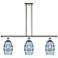 Vaz 36"W 3-Light Polished Nickel Stem Island Light w/ 6" Blue Sha