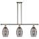 Vaz 36"W 3-Light Polished Nickel Stem Island Light w/ 6" Smoke Sh