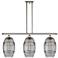 Vaz 36"W 3-Light Polished Nickel Stem Island Light w/ 8" Smoke Sh