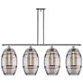 Vaz 48.25"W 4-Light Polished Nickel Stem Island Light w/ Smoke Shade
