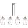 Vaz 48"W 4-Light Polished Nickel Stem Island Light w/ 8" Clear Sh