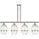 Vaz 48"W 4-Light Polished Nickel Stem Island Light w/ 8" Clear Sh