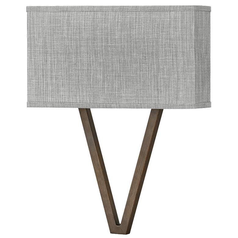 Image 1 Vector 18 1/2 inch High Brown with Gray Linen Shade Wall Sconce