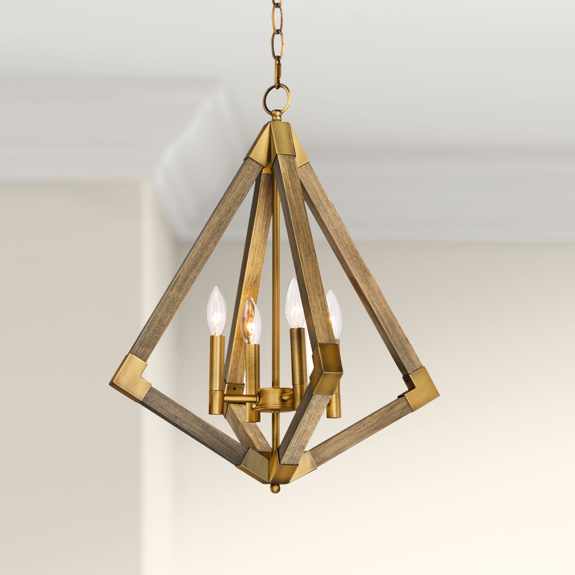 gold wood chandelier