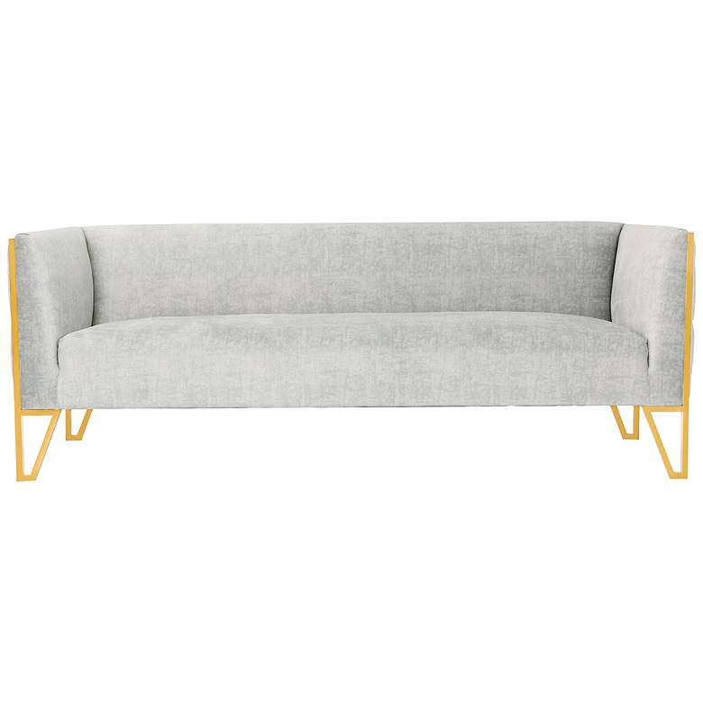 Image 3 Vector 81 1/2 inch Wide Gray Velvet Fabric 3-Seat Sofa more views
