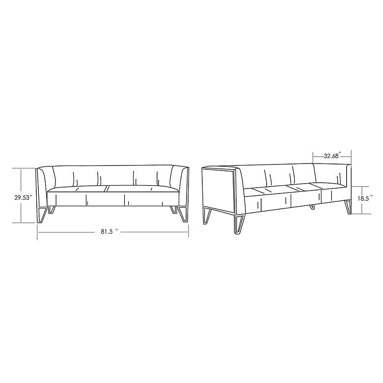 Image 7 Vector 81 1/2" Wide Gray Velvet Fabric 3-Seat Sofa more views