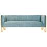 Vector 81 1/2" Wide Ocean Blue Velvet Fabric 3-Seat Sofa in scene