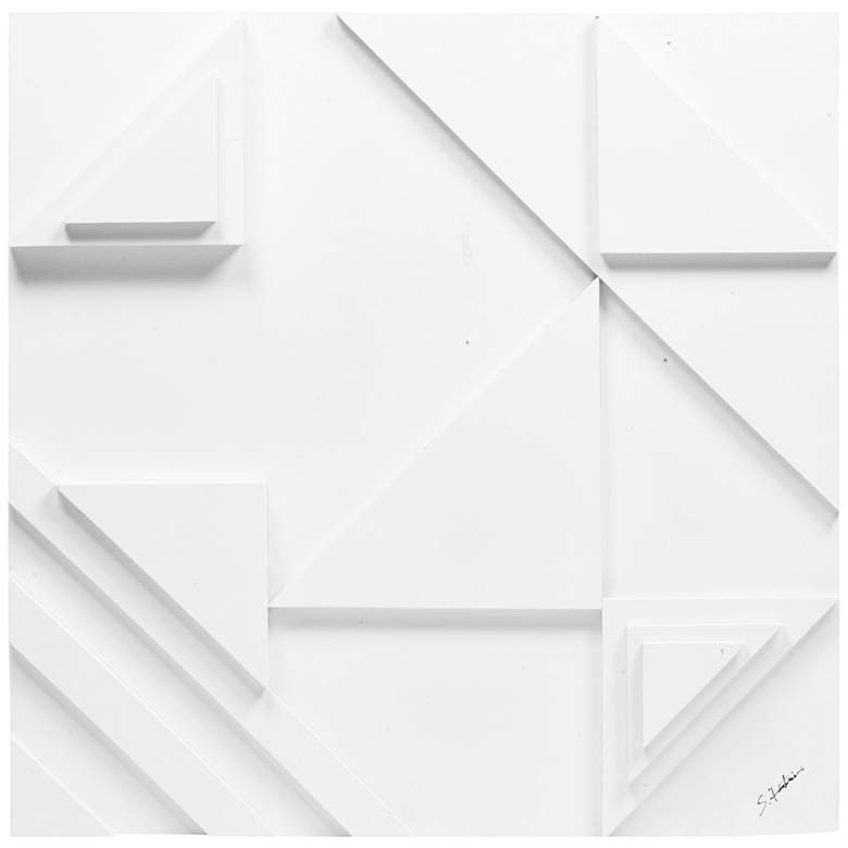 Vector I 24&quot; Square White Geometric Modern Wall Art