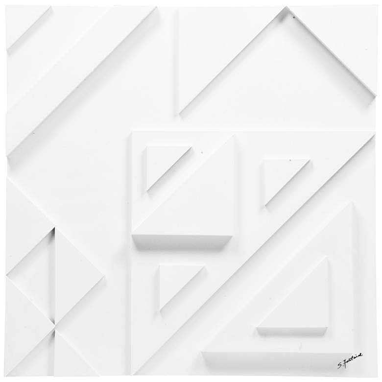 Image 1 Vector III 24" Square White Geometric Modern Wall Art