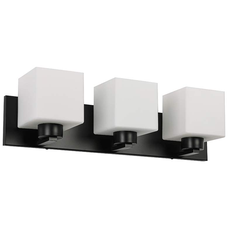 Image 1 Veda 22.25" Wide 3 Light Matte Black Vanity With White Opal Glass