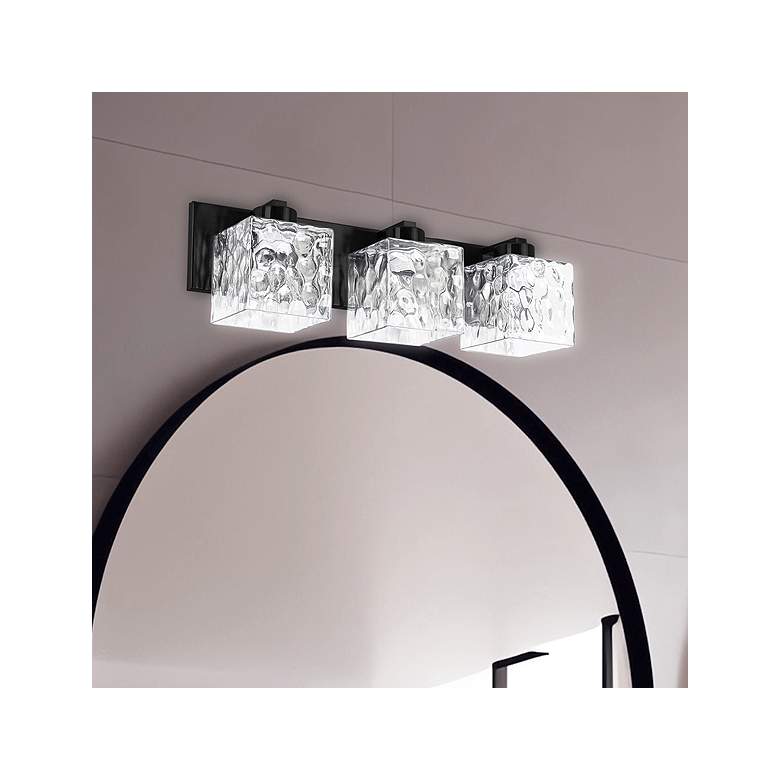 Image 1 Veda 22.75" Wide 3 Light Matte Black Vanity With Clear Glass