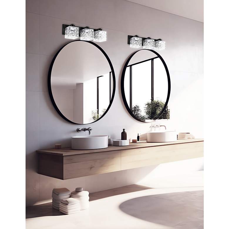 Image 3 Veda 22.75" Wide 3 Light Matte Black Vanity With Clear Glass more views