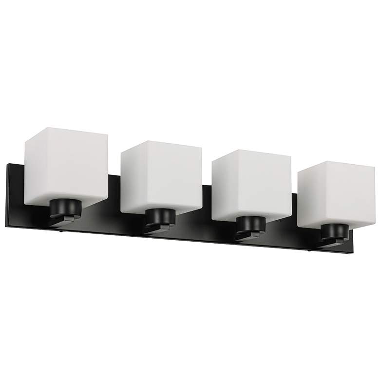 Image 1 Veda 29.25" Wide 4 Light Matte Black Vanity With White Opal Glass