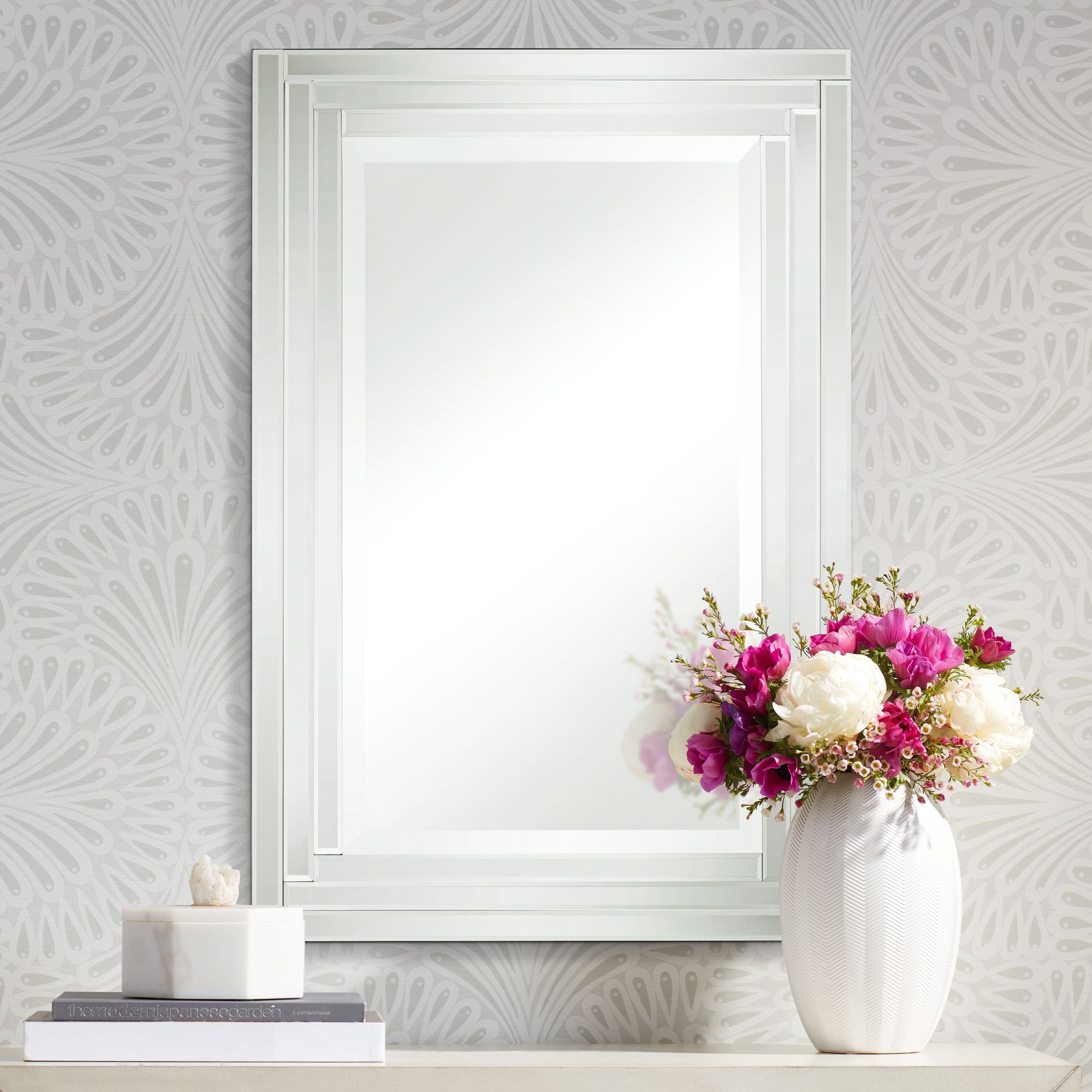 Vedi Stepped Glass 24 3/4" x 36 3/4" Wall Mirrors Set of 2
