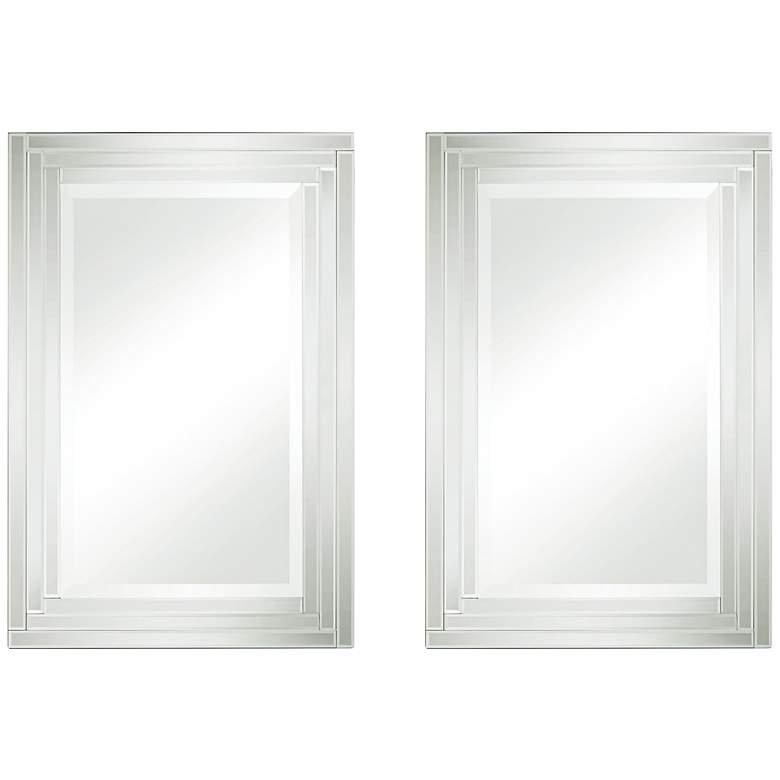 Image 1 Vedi Stepped Glass 24 3/4" x 36 3/4" Wall Mirrors Set of 2
