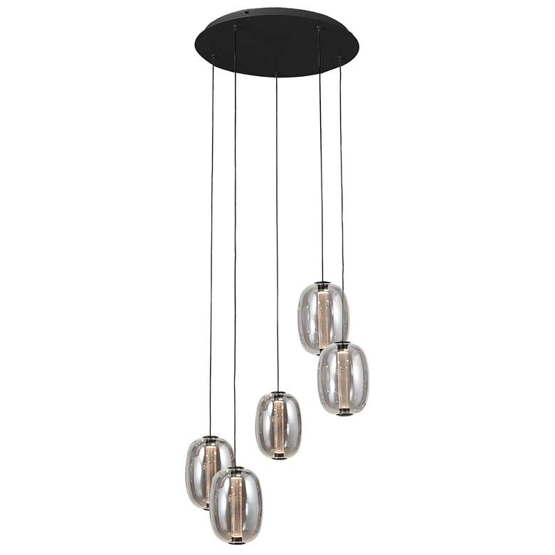 Image 1 Vega 17.71" Wide 5-Light Black Chandelier w/ Dark Smoke Shade