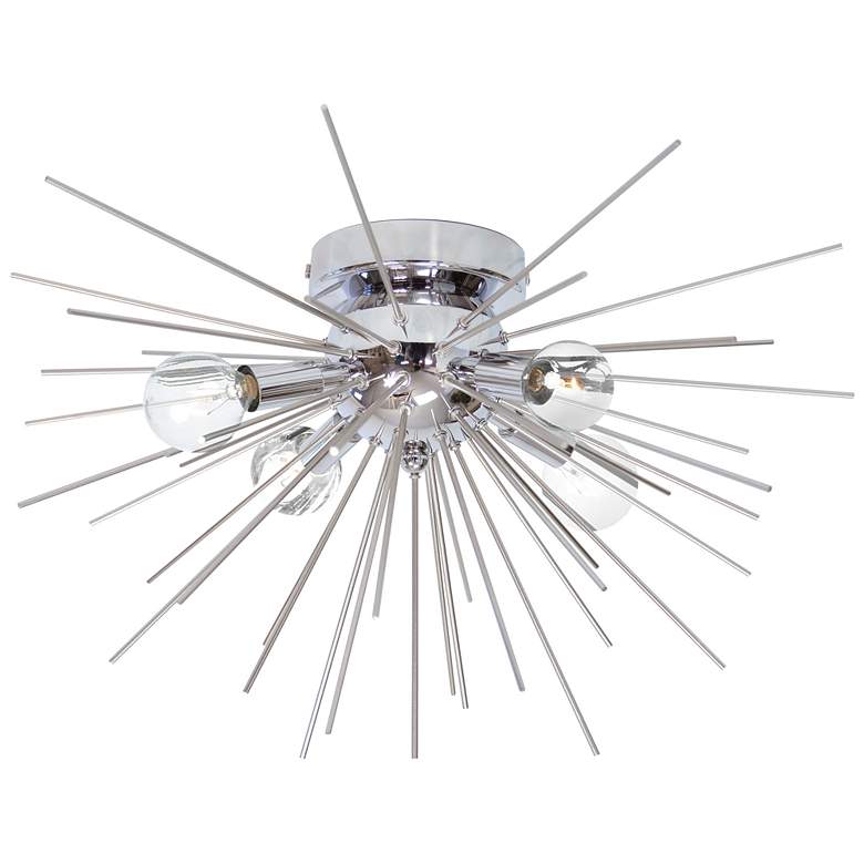 Image 1 Vega 18 inch Wide 4 Light Silver and Polished Chrome Flush Mount