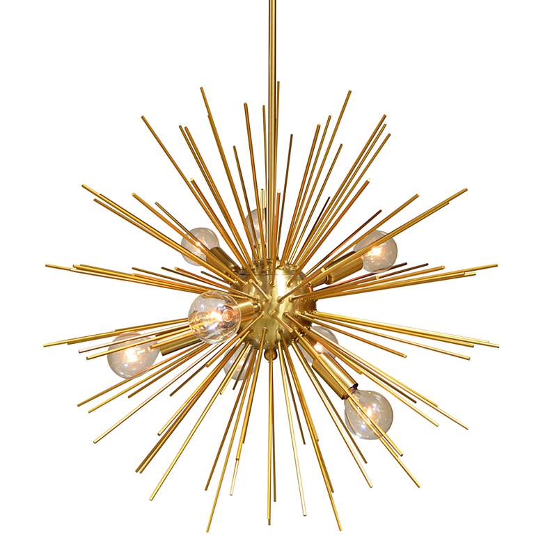 Image 2 Vega 24" Wide Aged Brass 8-Light Sputnik Pendant Light