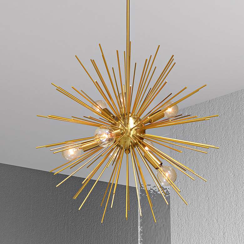 Image 1 Vega 24" Wide Aged Brass 8-Light Sputnik Pendant Light