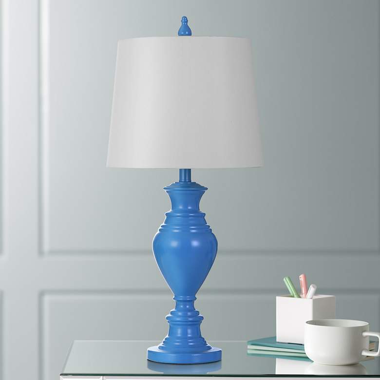 Image 1 Vega 28 inch Bright Marlin Blue Ceramic Table Lamp