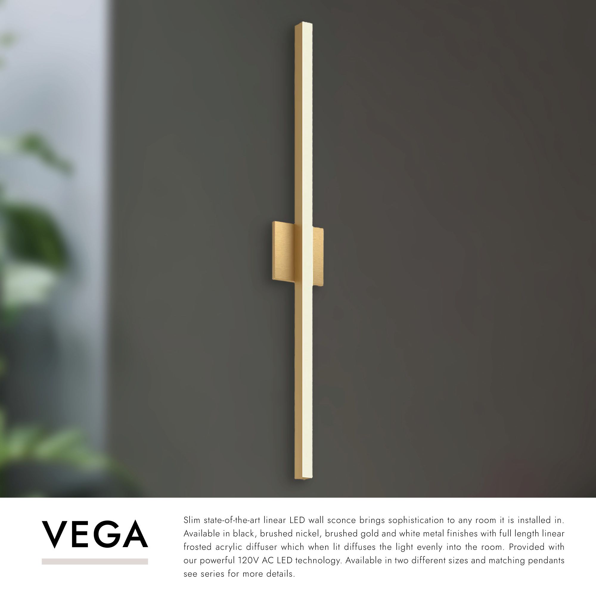 Image 7 Vega 37" High Brushed Gold LED Wall Sconce more views