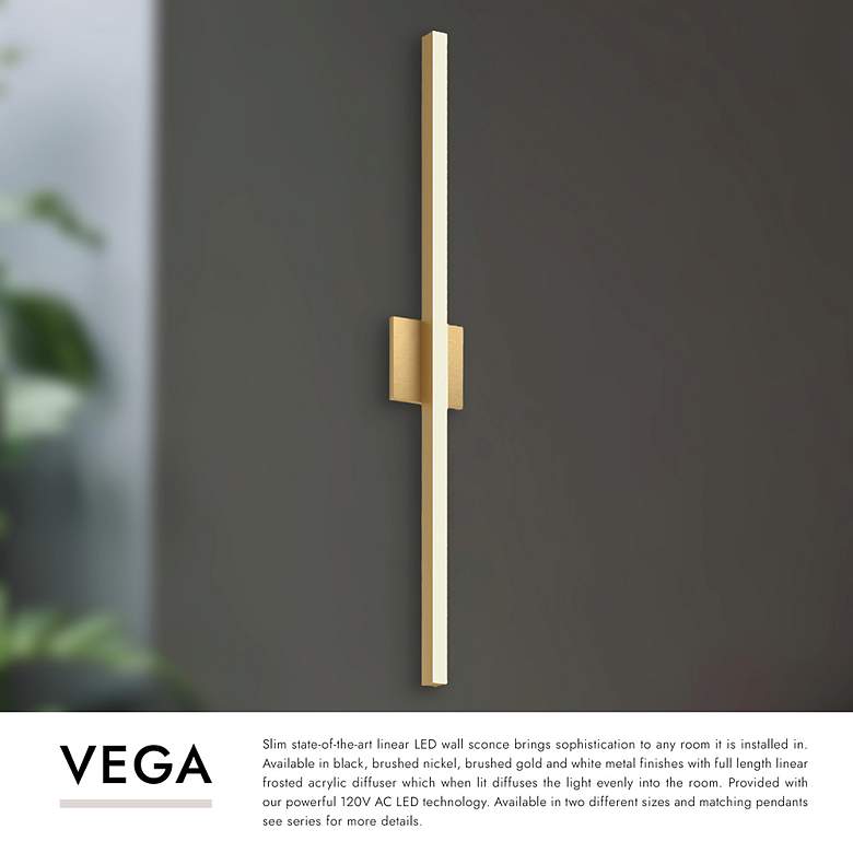 Image 7 Vega 37" High Brushed Gold LED Wall Sconce more views