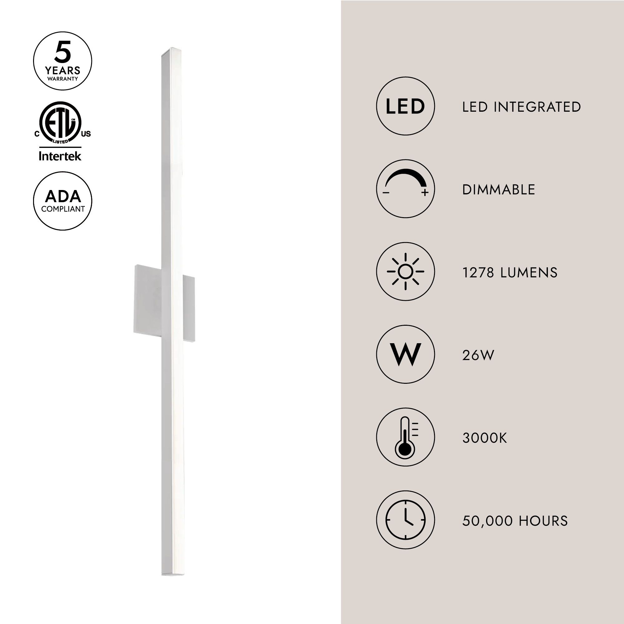 Vega 37" High Brushed Gold LED Wall Sconce