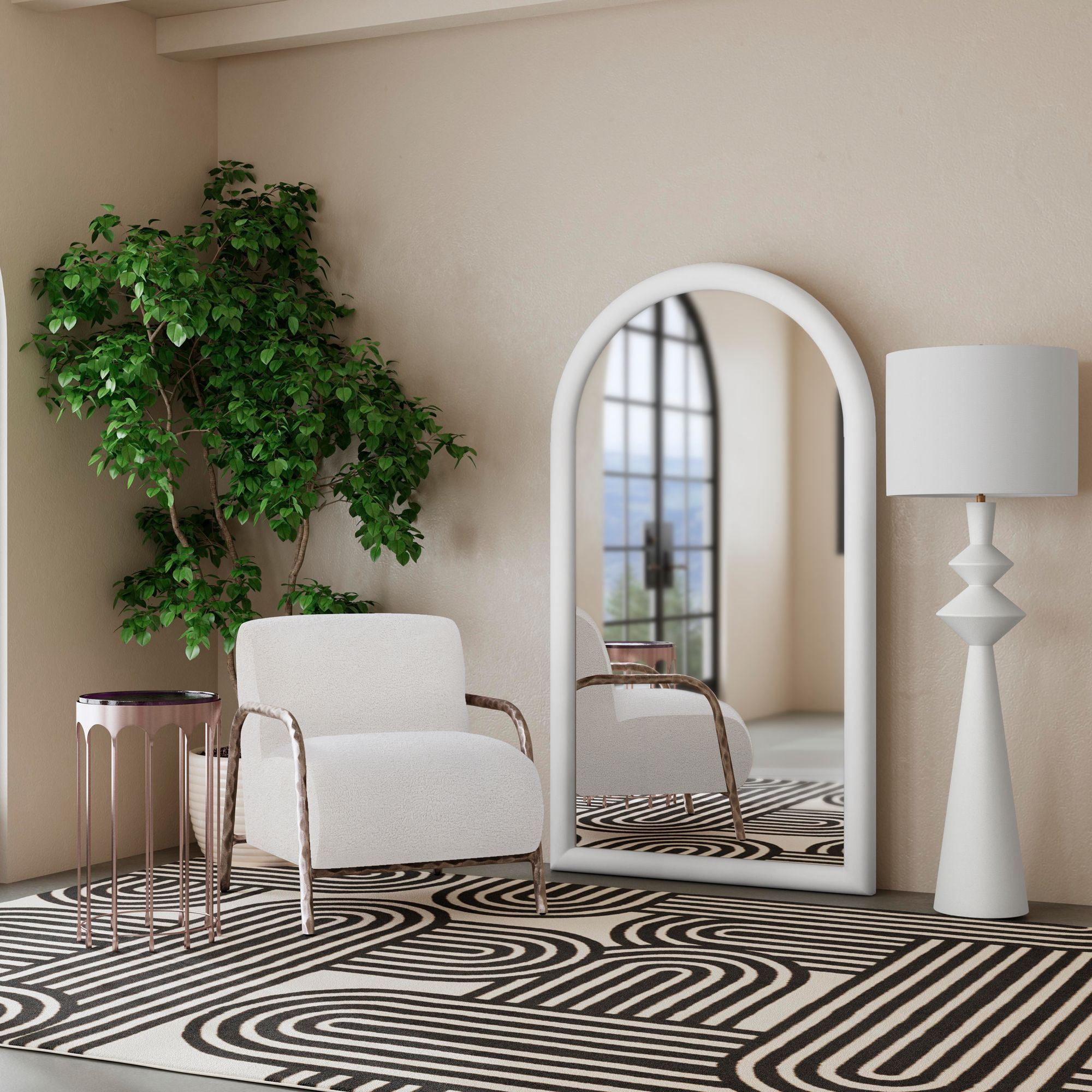 Thumbnail4 of Vega 40"W x 72"H Matte White Freestanding Floor Mirror more views