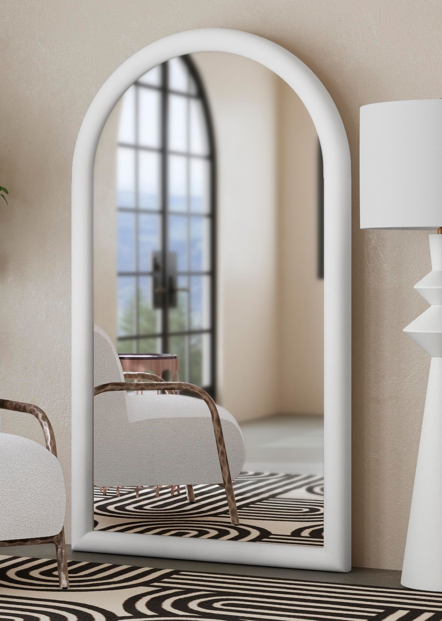 Vega 40"W x 72"H Matte White Freestanding Floor Mirror