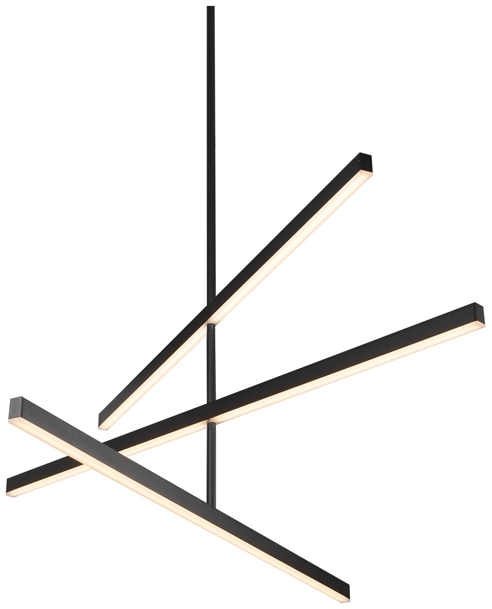 Vega 45" Wide Black 3-Light LED Linear Chandelier