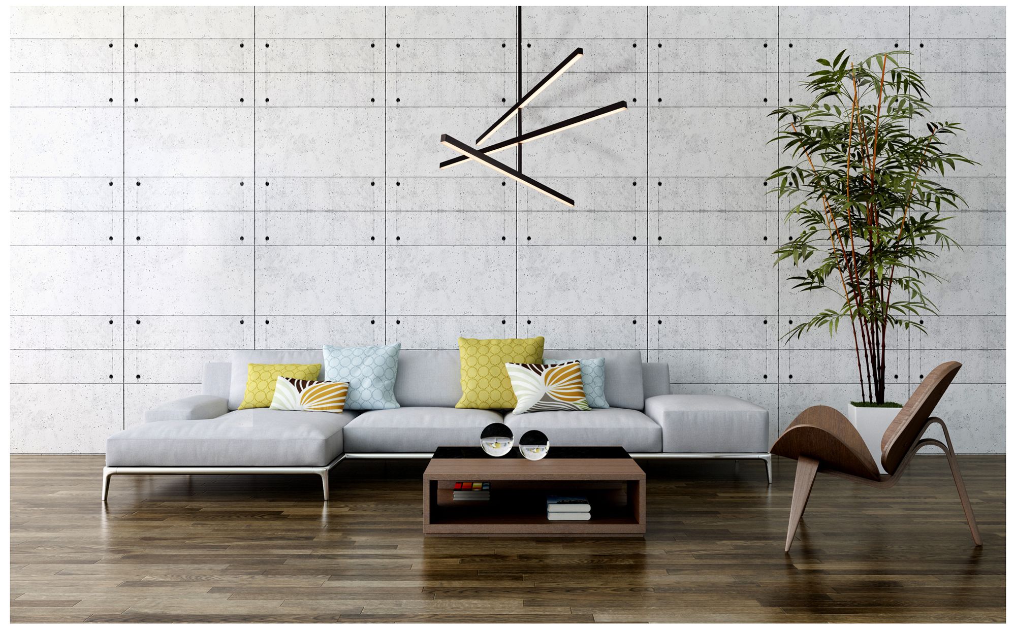 Image 3 Vega 45" Wide Black 3-Light LED Linear Chandelier more views