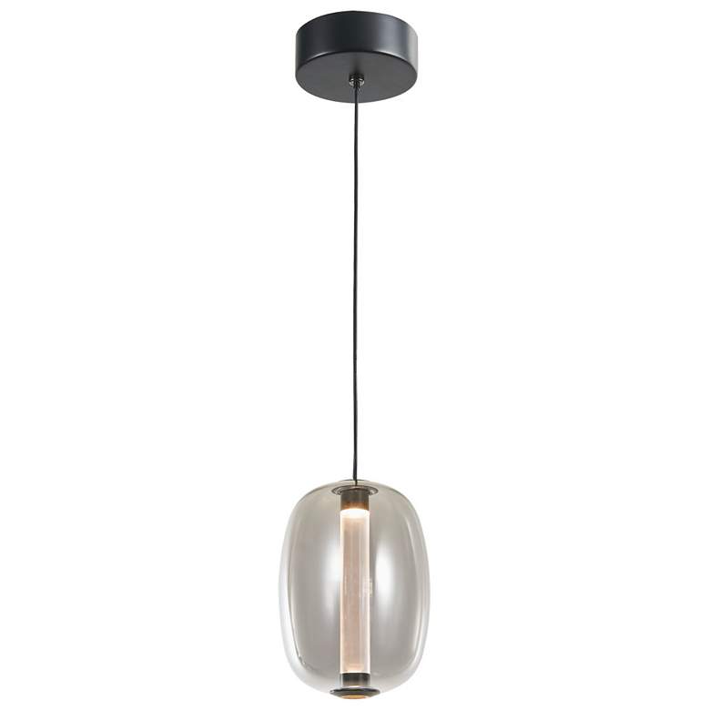 Image 1 Vega 5.11" Wide Black Pendant w/ Dark Smoke Shade