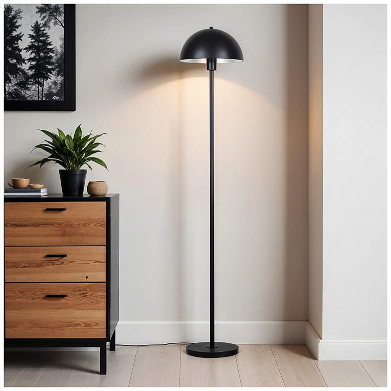 Image 6 Vega 56" High Black Dome Floor Lamp more views