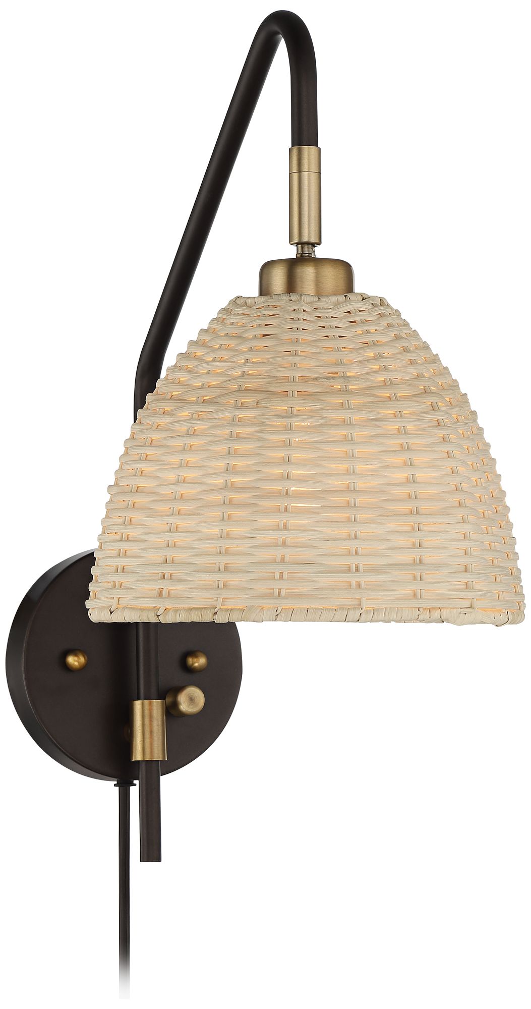 rattan plug in sconce