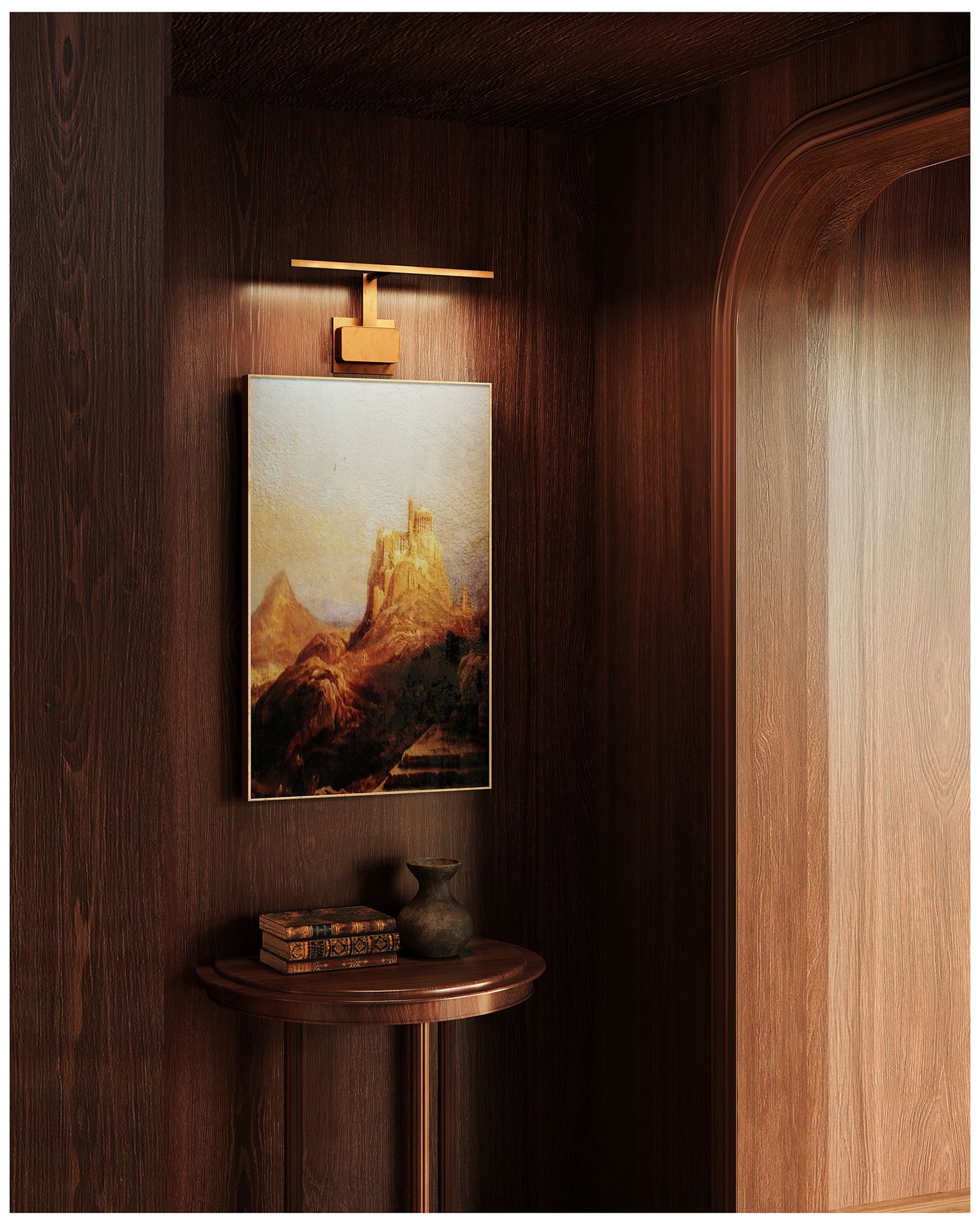 Image 7 Vega Minor 17-in Vintqge Brass dimmable LED Wall/Picture Light more views