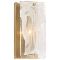 Veil 10" High Legacy Brass Wall Sconce with White Glass