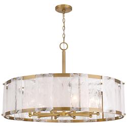 Veil 36" Wide Legacy Brass Drum Pendant Light