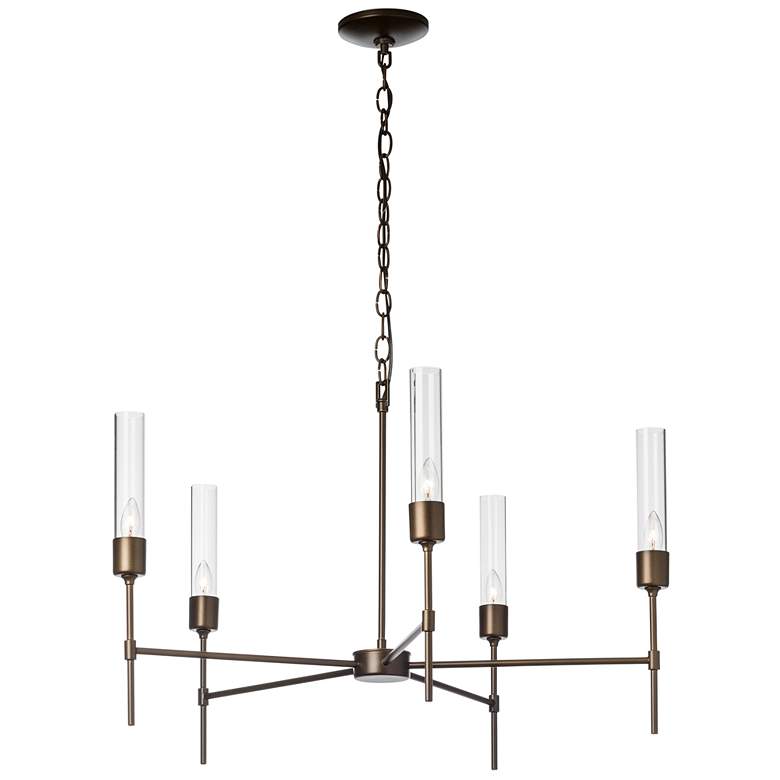 Image 1 Vela 5 Arm Chandelier - Dark Smoke Finish - Clear Glass