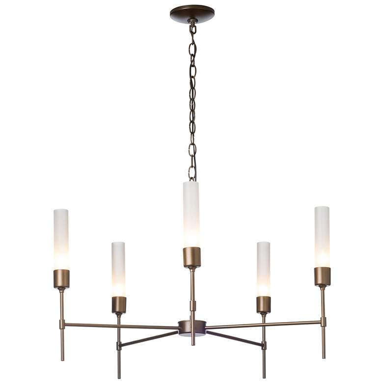 Image 1 Vela 5 Arm Chandelier - Dark Smoke Finish - Frosted Glass