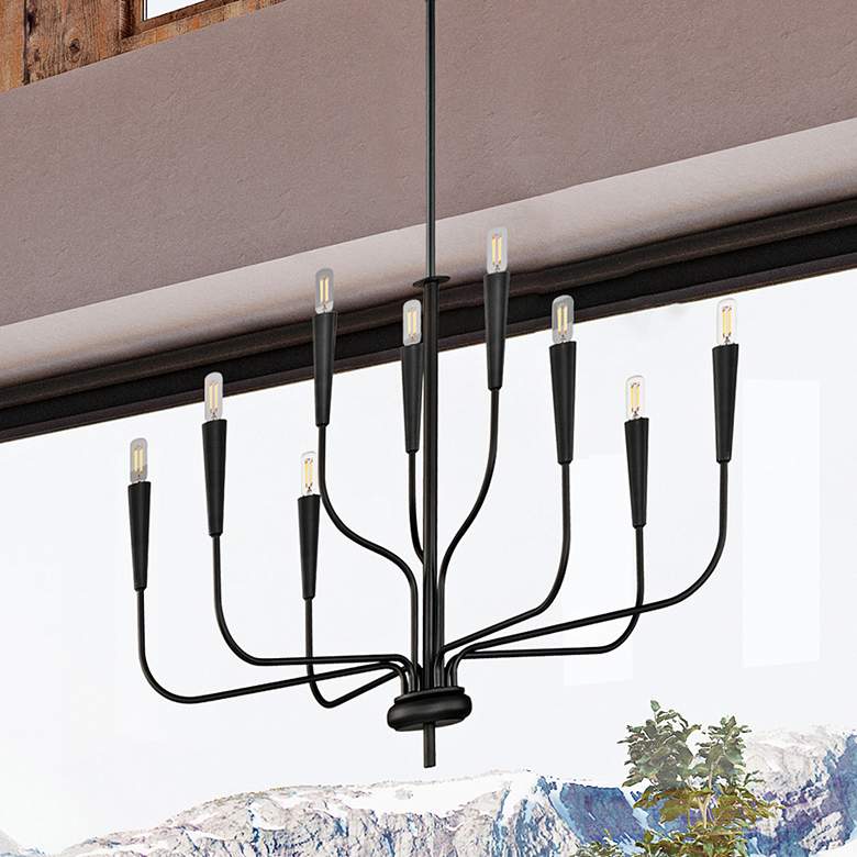 Image 2 Vela 9-Light Chandelier - Black