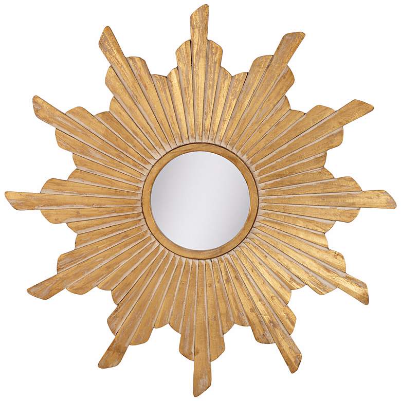 Image 1 Vela Distressed Gold Sunburst Wall Mirror